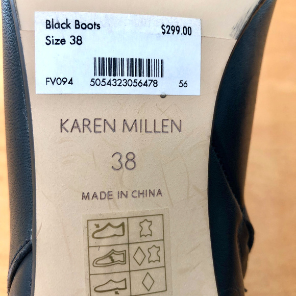 Karen Millen NWT Perforated Black Leather Peeptoe Booties, Size 7 - Picture 8 of 8